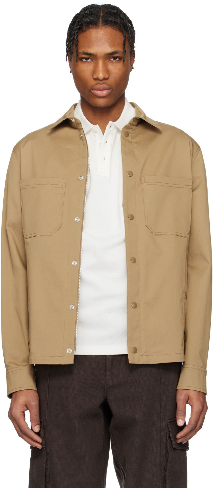 Skjorte Moncler Moncler Cotton Gabardine Overshirt Beige | K10912F0002257448