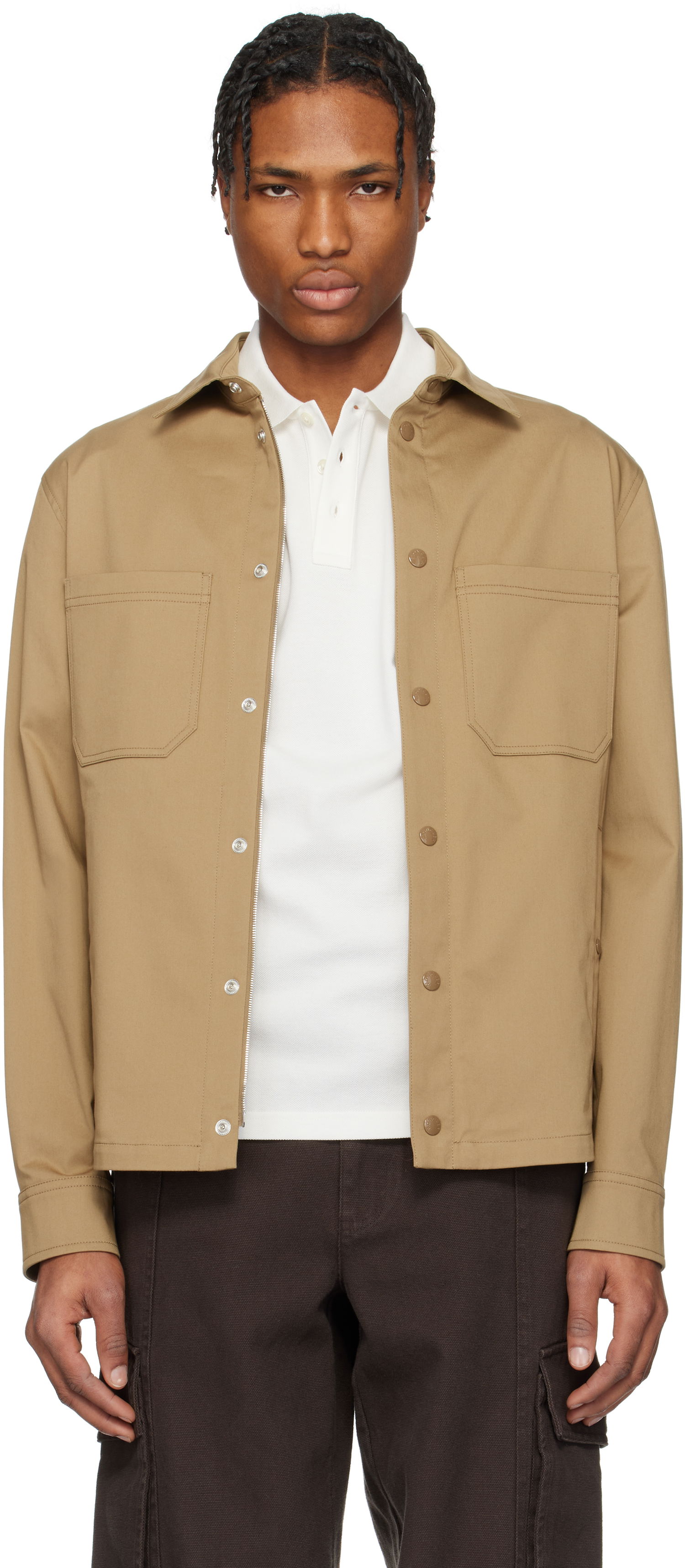 Skjorte Moncler Moncler Cotton Gabardine Overshirt Beige | K10912F0002257448, 0
