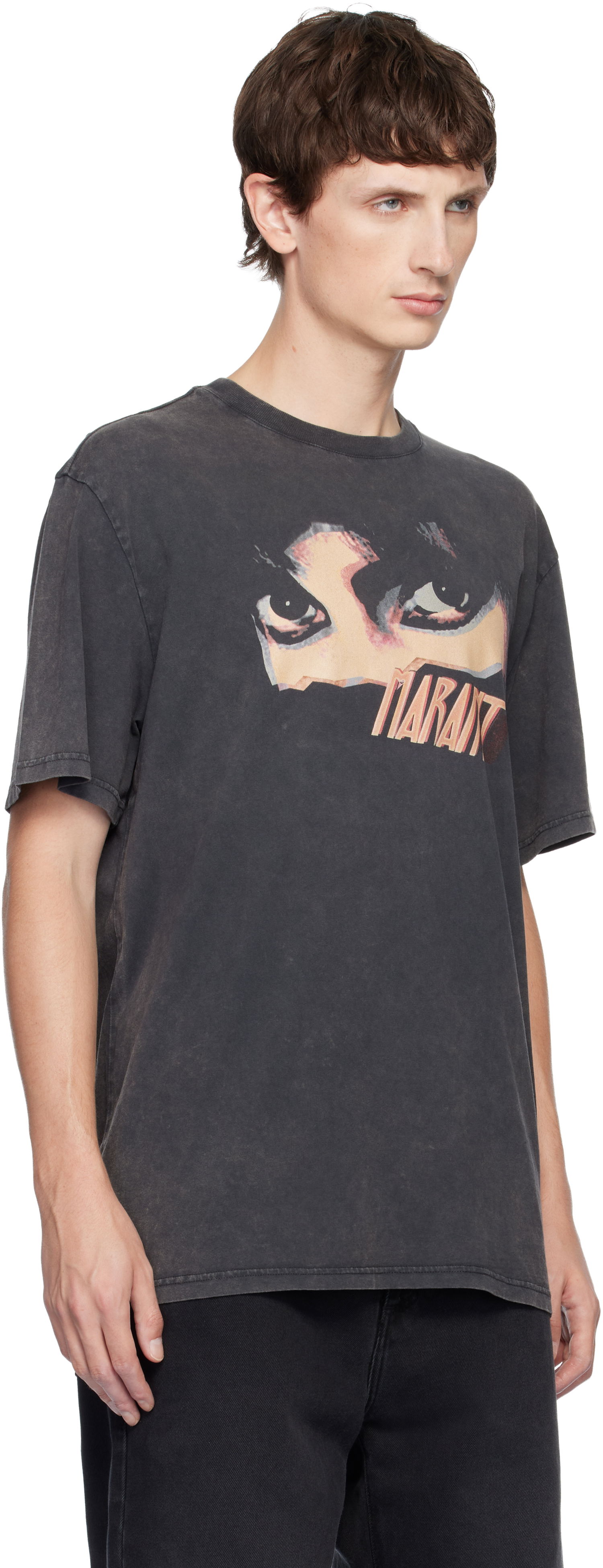T-shirt ISABEL MARANT Hugo Graphic Print Crewneck T-shirt Sort | 25ATS0149HA-C3N05H, 1