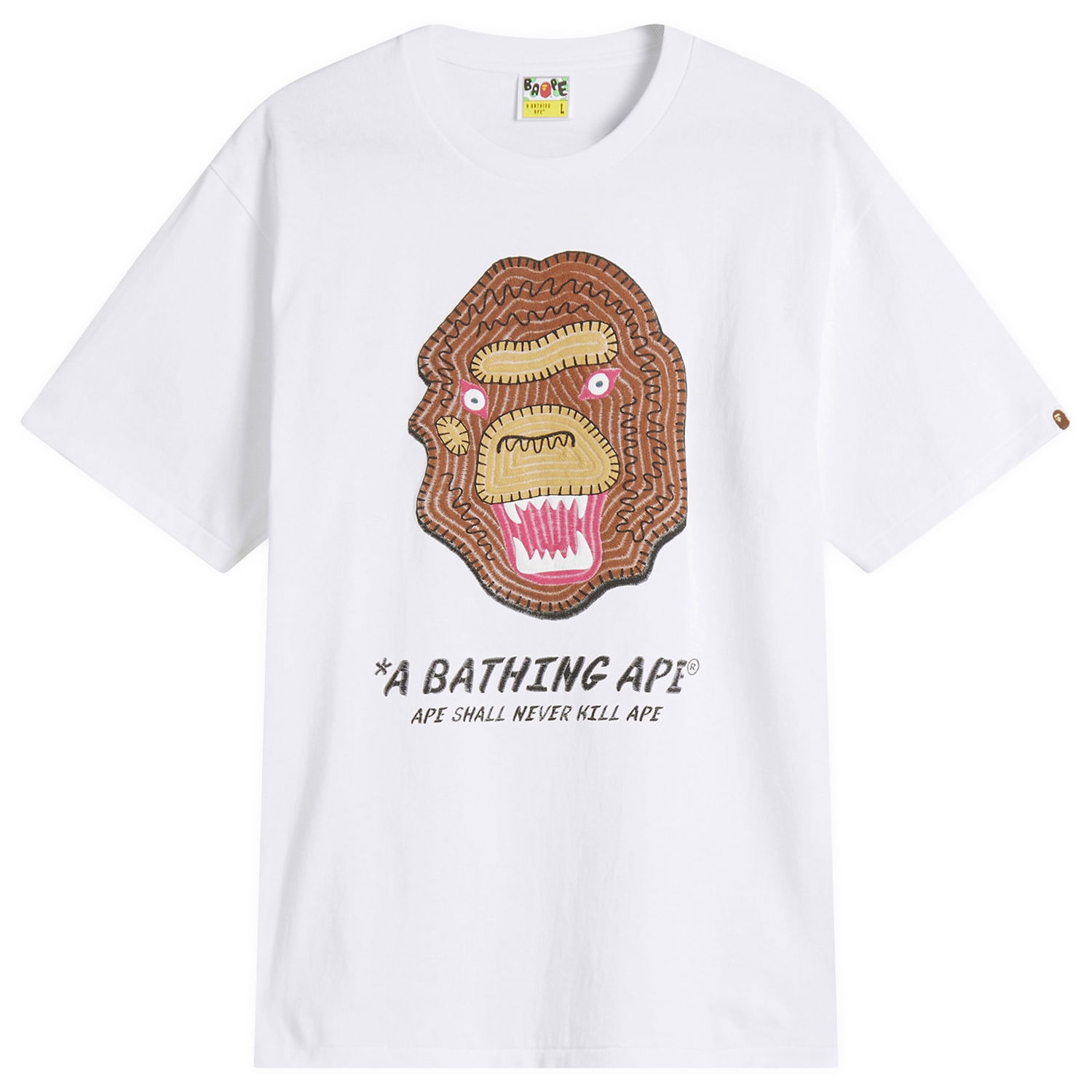 T-shirt BAPE A Bathing Ape Embroidery Souvenir Logo T-Shirt, Size Large Hvid | 001TEL301049M-WHT, 1