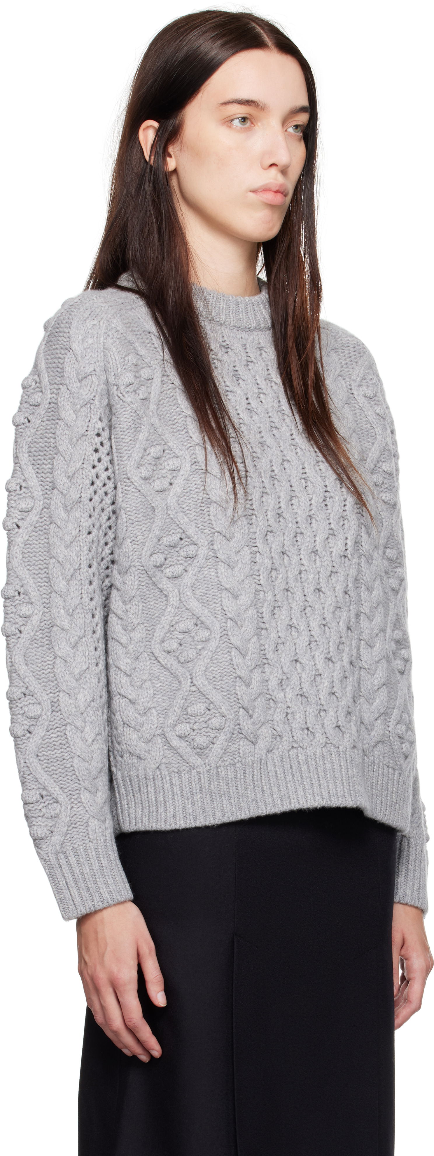 Sweater Loulou de Saison Loulou de Saison Secas Cable Knit Sweater Grå | SECAS, 1