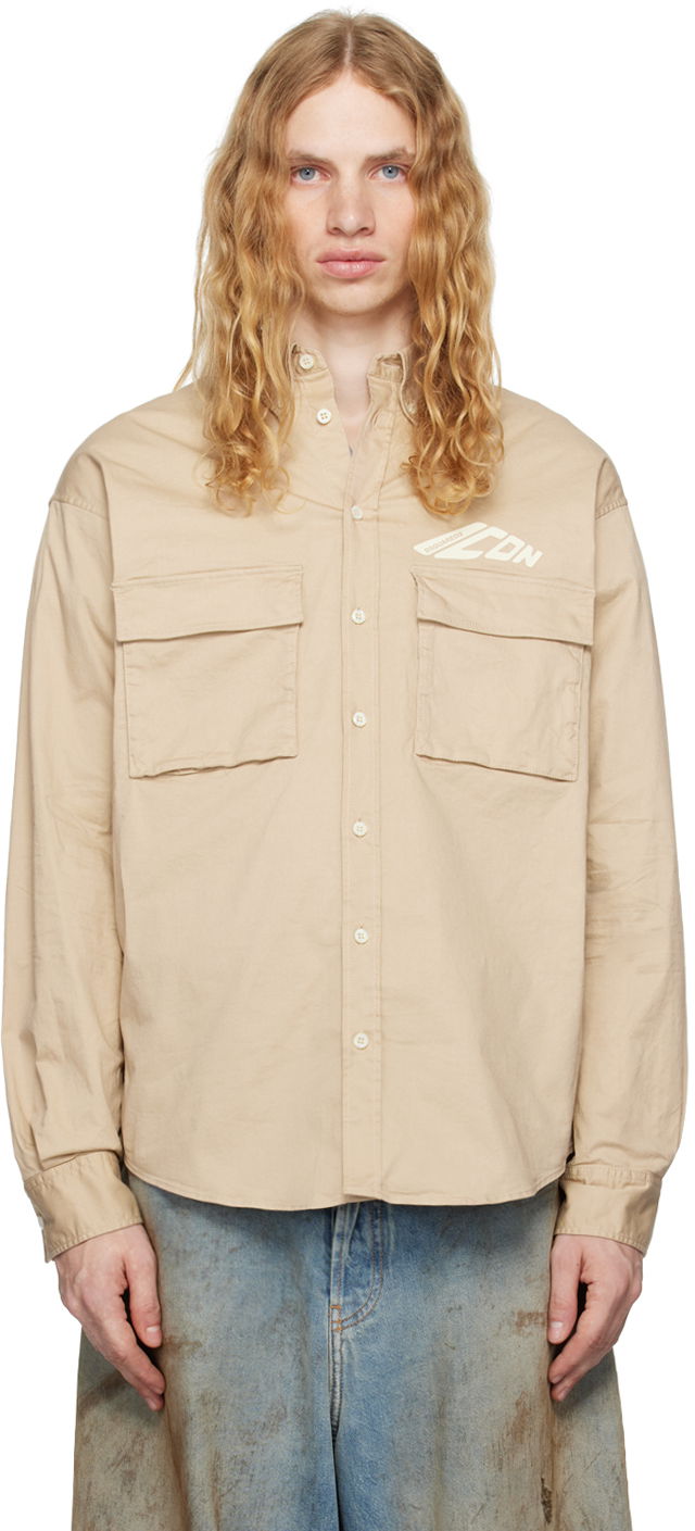 Skjorte DSQUARED2 Icon Dropped Shoulder Shirt Beige | S79DL0051_S35175