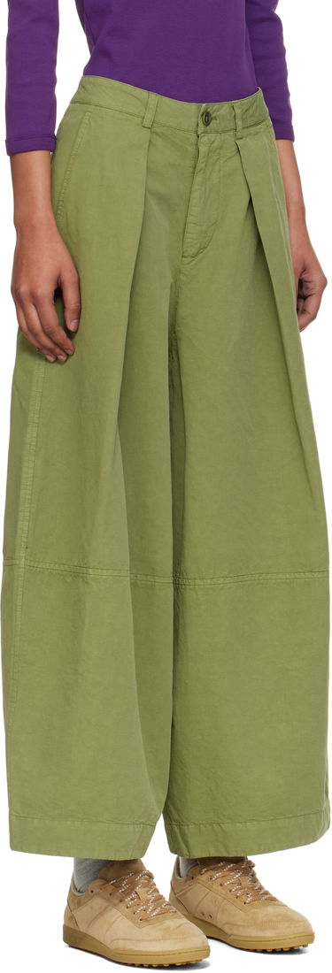 Bukser YMC YMC Deadbeat Wide-Leg Pleated Trousers Grøn | Q4YMB, 1