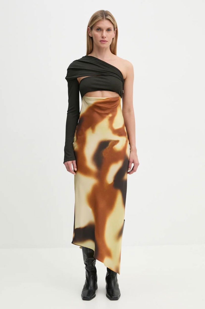 Kjole Nanushka One-shoulder Maxi Dress with Abstract Print Flerfarvet | NW24FWDR41050