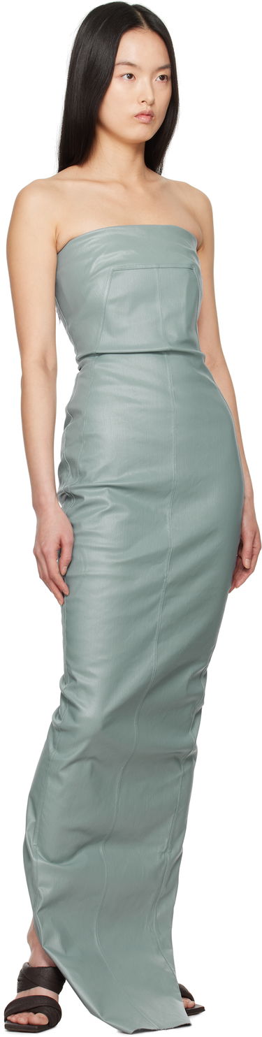 Kjole Rick Owens Rick Owens Hollywood Bustier Denim Gown Grøn | RP01E7524 SCT, 3