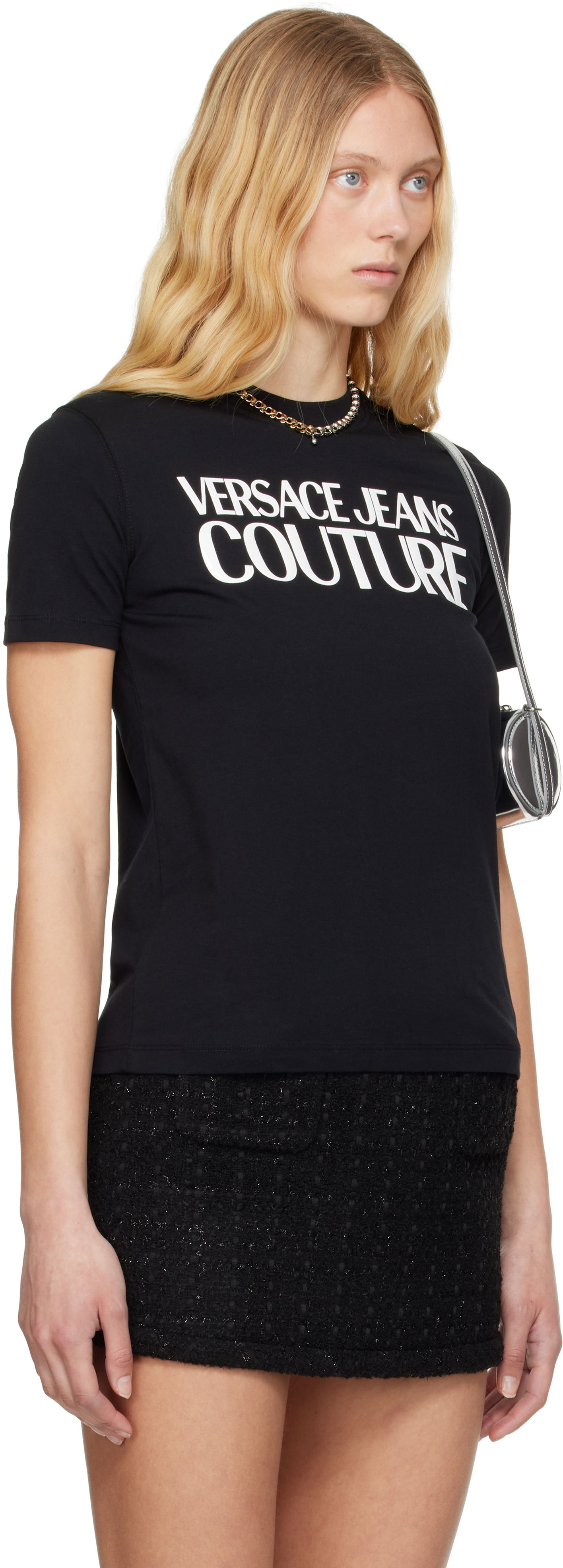 T-shirt Versace Versace Jeans Couture Screen-Printed T-Shirt Sort | E78HAHE05_ECJ00E, 1