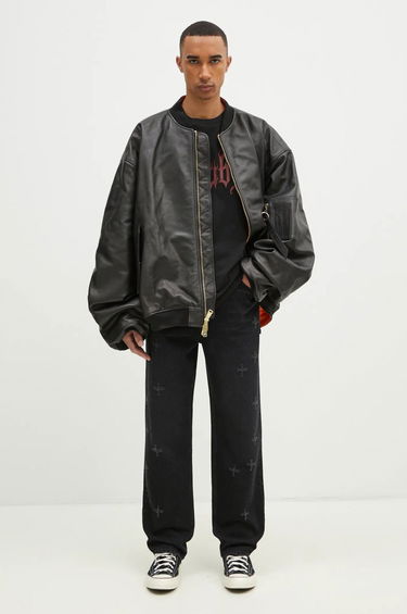 Bomberjakke VETEMENTS VETEMENTS Oversized Leather Bomber Jacket Sort | UA66JA200B, 9