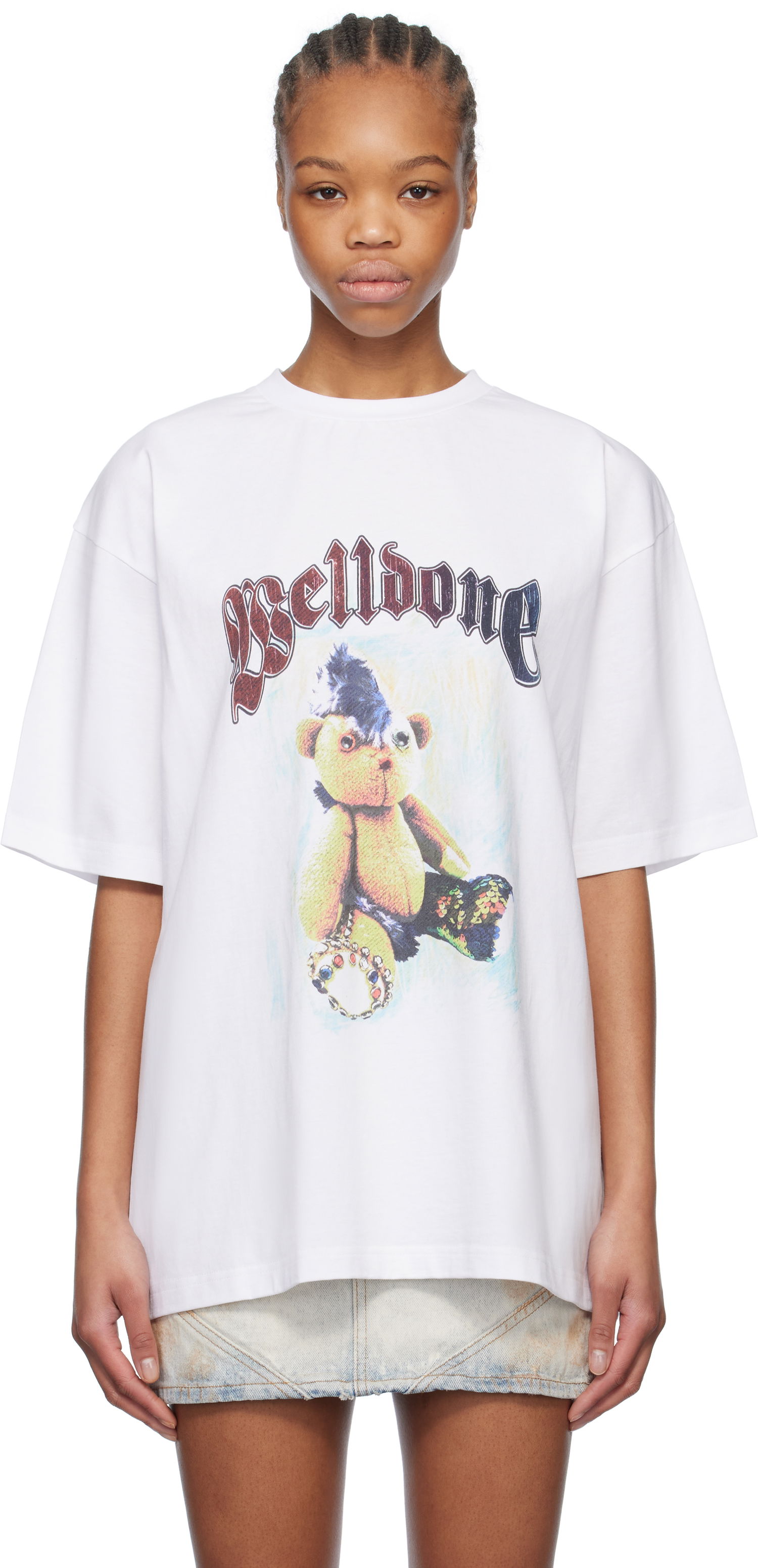 T-shirt We11done We11done Punk Teddy Graphic T-Shirt Hvid | WD-TT0-25-747-U-WH, 0