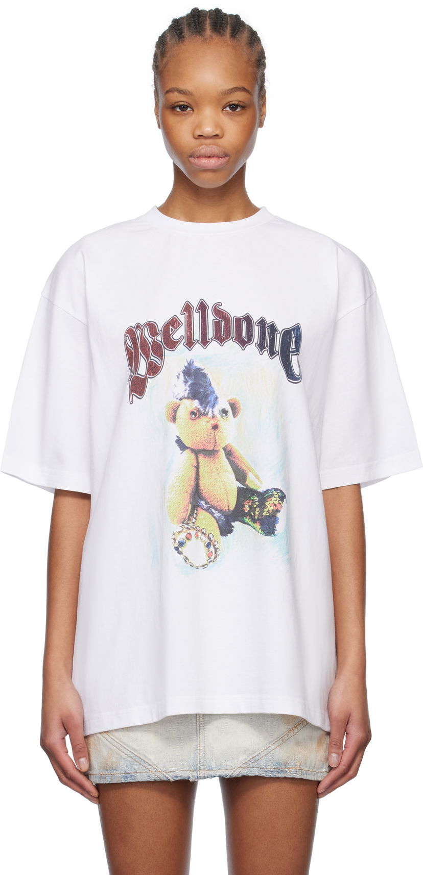 T-shirt We11done We11done Punk Teddy Graphic T-Shirt Hvid | WD-TT0-25-747-U-WH