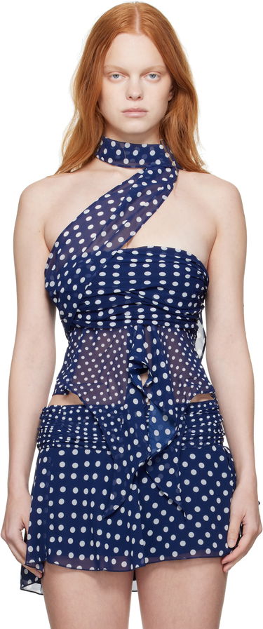 Tanktop GUIZIO Guizio Chiffon Polka Dot Wrap Top Blå | P25119W096, 0