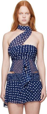 Guizio Chiffon Polka Dot Wrap Top