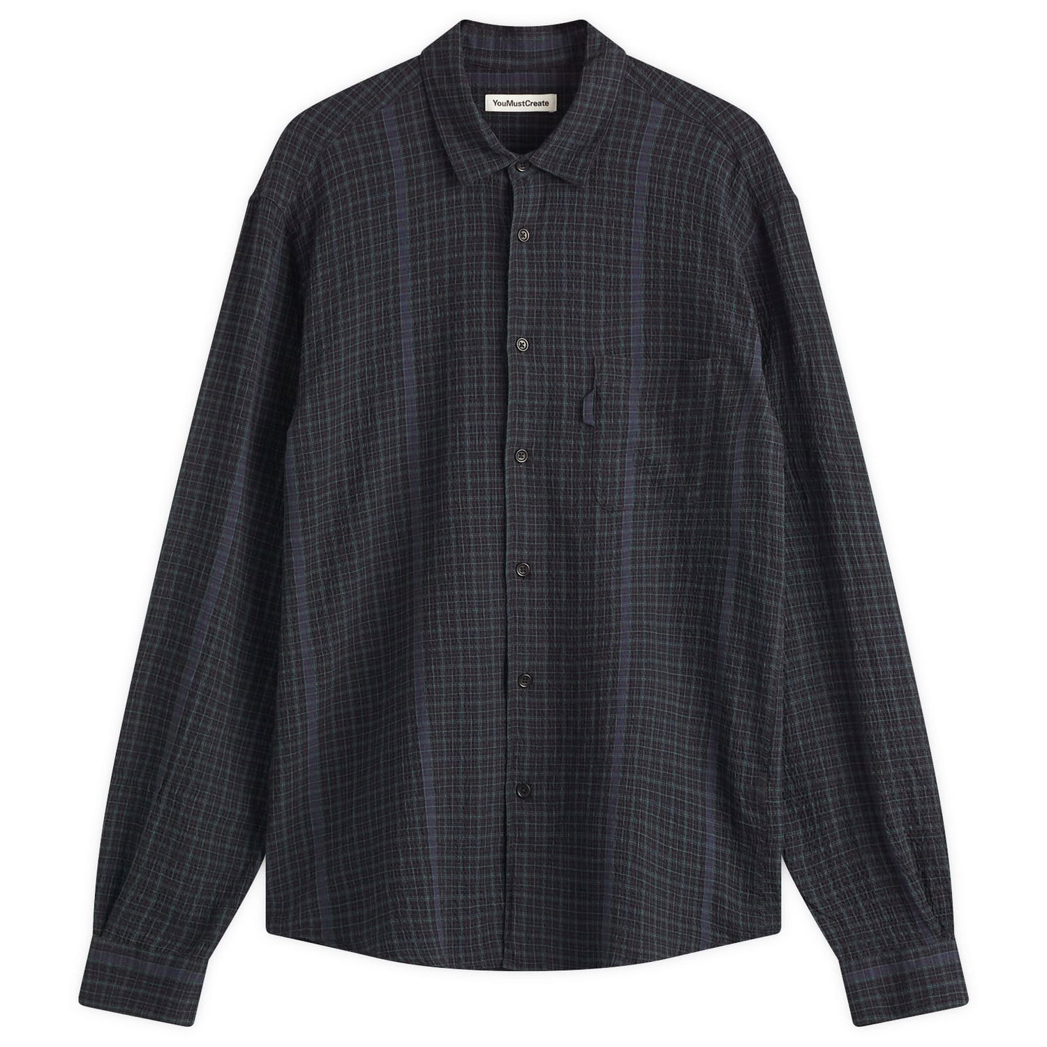 Skjorte YMC YMC Curtis Check Shirt, Size Large Sort | P2YAH-01, 1