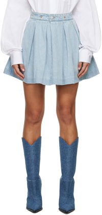 Pleated Denim Miniskirt
