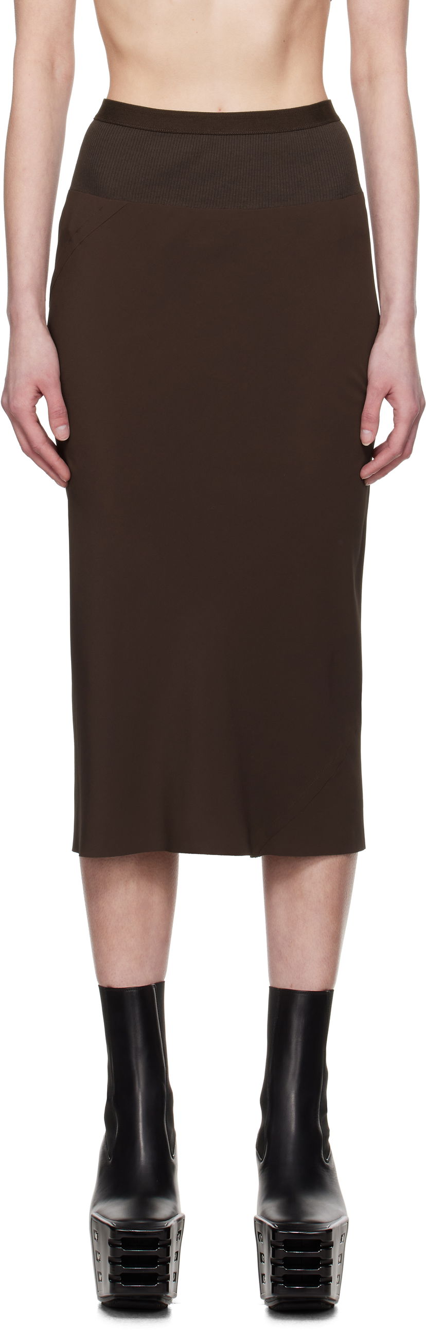 Nederdel Rick Owens Rick Owens Hollywood Knee Bias Midi Skirt Brun | RP01E7332 CC