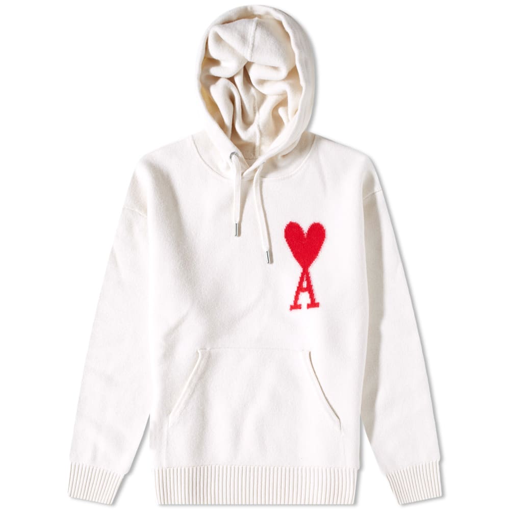 Sweatshirt AMI Large A Heart Knit Hoody Hvid | UKS802-018-154, 0