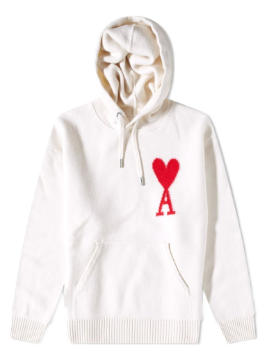 Sweatshirt AMI Large A Heart Knit Hoody Hvid | UKS802-018-154