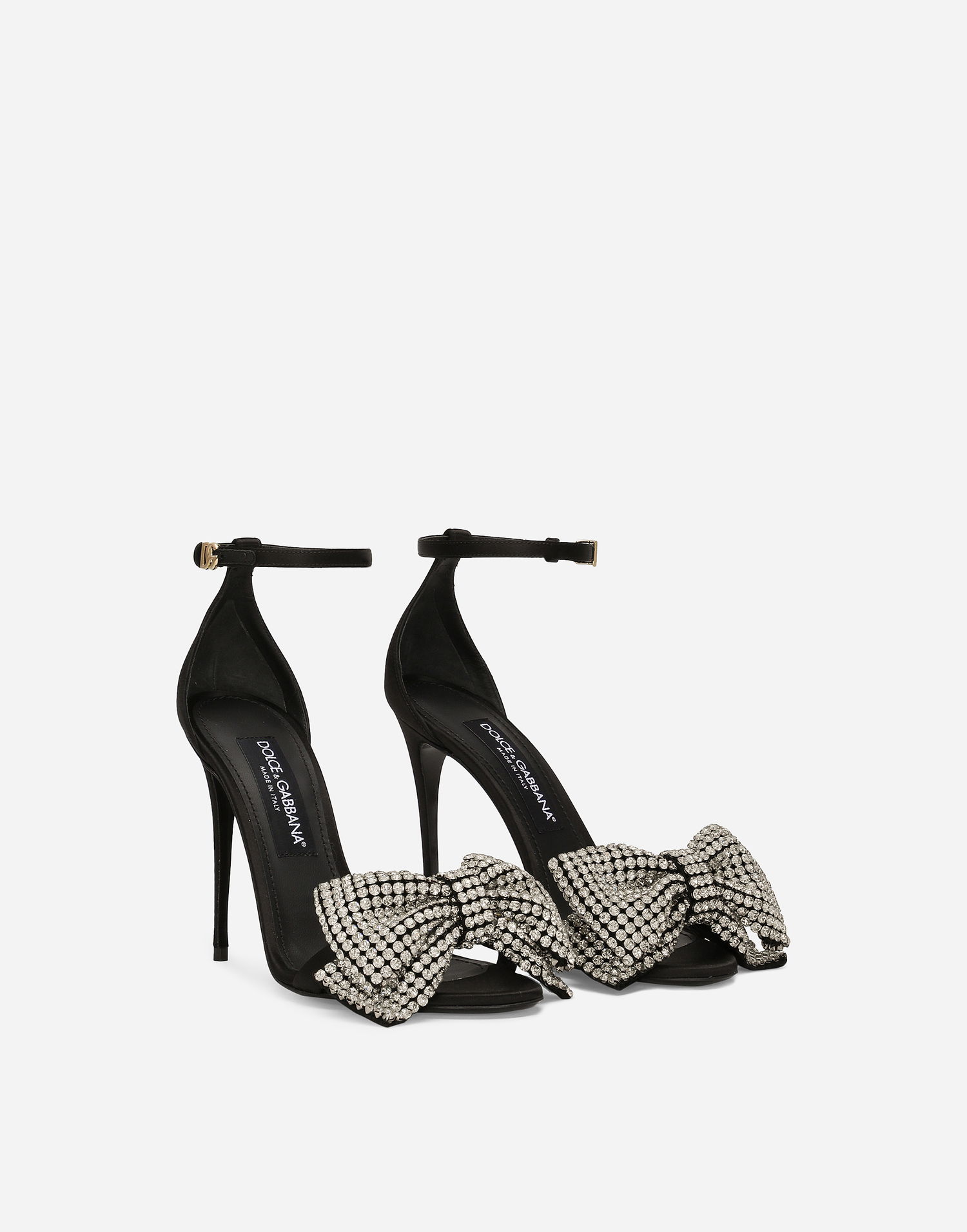 Sneakers og sko Dolce & Gabbana Satin Sandals With Rhinestone Embellishment Sort | CR1793A9S438S488, 1