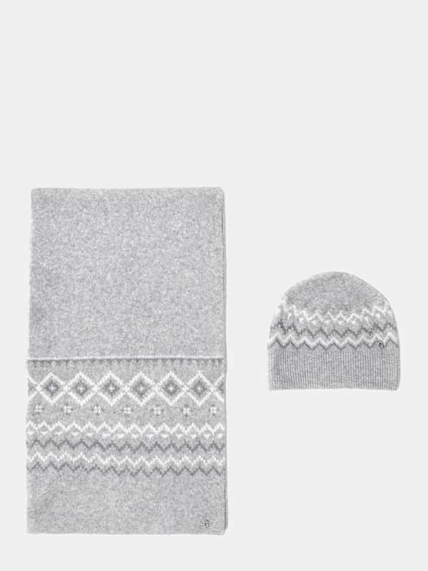 Tørklæde GUESS Wool Blend Beanie and Scarf Set Grå | W5PZ18Z3LQ0, 0