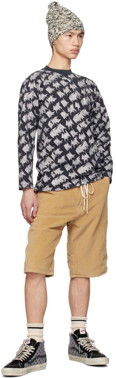 T-shirt ERL Printed Black Long Sleeve T-Shirt Sort | ERL06T014, 3