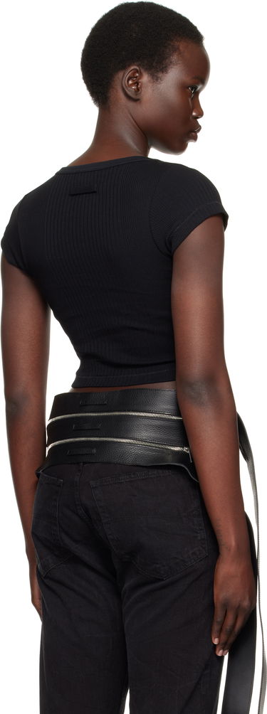 Crop top Jean Paul Gaultier Jean Paul Gaultier 'The Patch' Ribbed Crop T-Shirt Sort | 25/33-F-TS105P-J054-00, 2