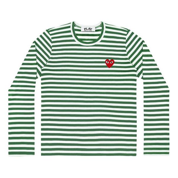 T-shirt Comme des Garçons PLAY Stripe Long Sleeve T-Shirt Grøn | AZ-T163-051-3