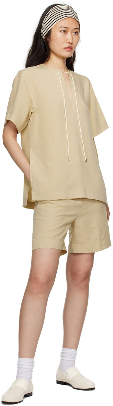 Shorts TOTEME TOTEME Drawstring Shorts Beige | 233-2025-214, 3