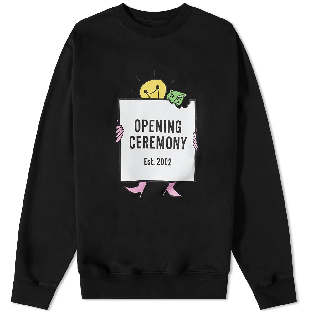 Sweatshirt Opening Ceremony Light Bulb Box Logo Crew Sweat Crew Sort | YMBA003F21FLE003-1003, 0