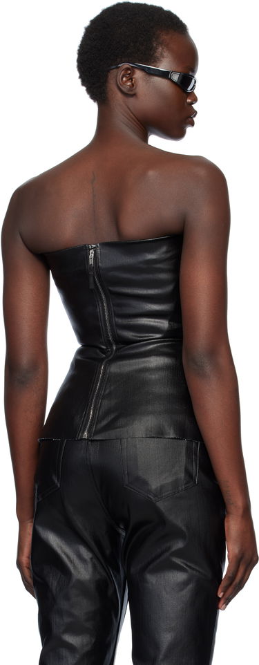 Tanktop Rick Owens Rick Owens Hollywood Coated Stretch Denim Bustier Top Sort | RP01E7127 SCT, 2