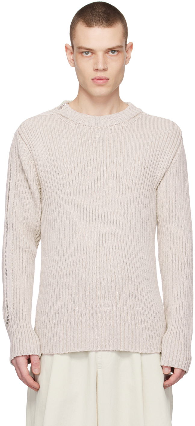 Sweater Dries Van Noten Crewneck Ribbed Sweater Beige | 231-021231-6703, 0