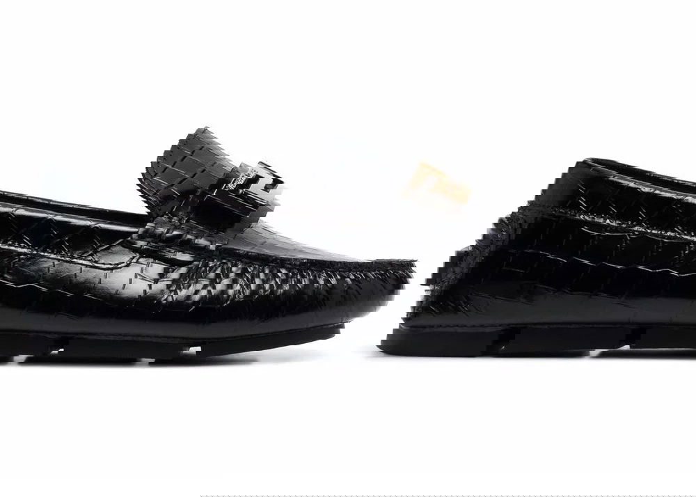 Sneakers og sko Versace Greca Loafer Croc Black Sort | 1003793-1A00999_1B00V, 0