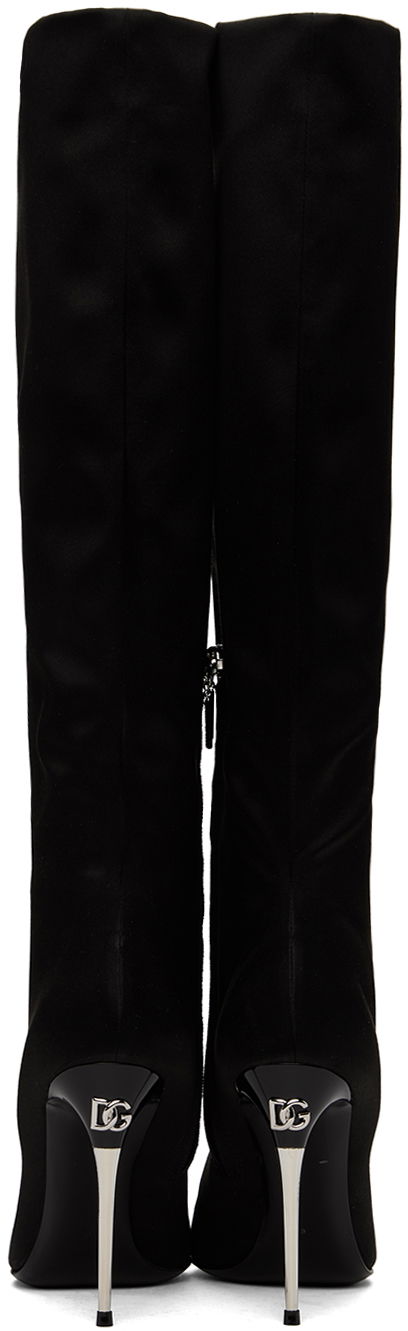Sneakers og sko Dolce & Gabbana Tall Satin Boots Sort | CU1126 A7630, 1