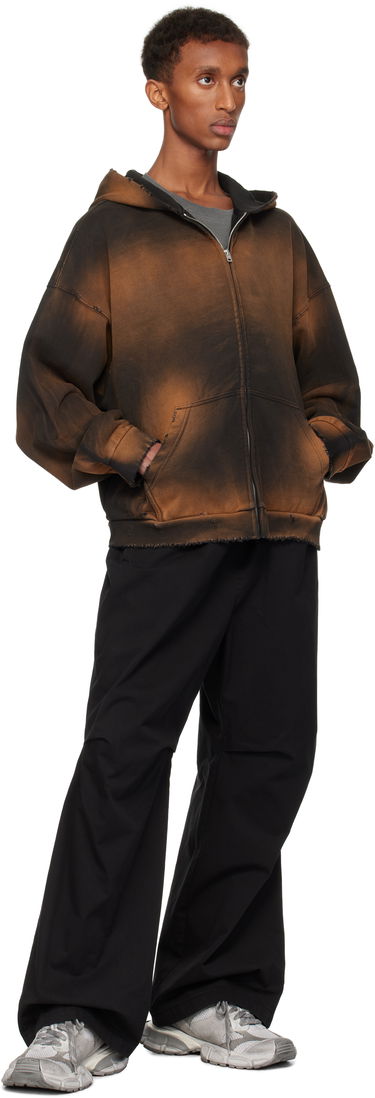 Sweatshirt We11done We11done Distressed Zip-Up Hoodie Brun | WD-TJ3-24-833-U-BK, 3