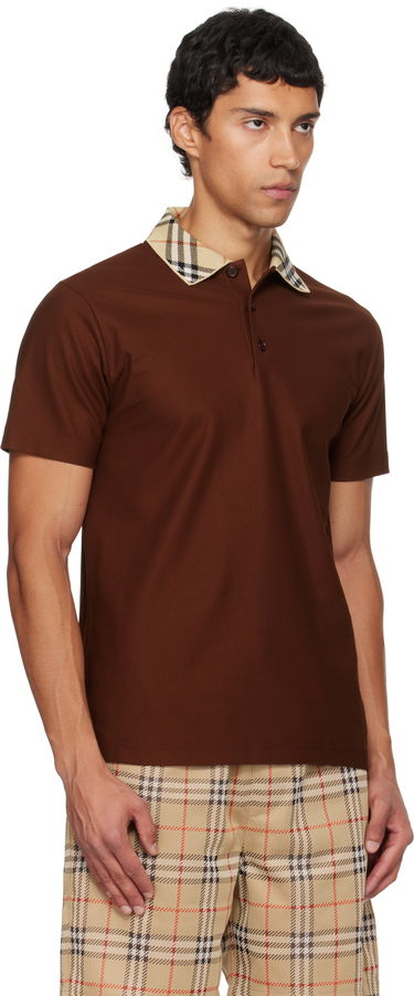 Polo skjorte Burberry Burberry Check Collar Polo Brun | 8110945, 1