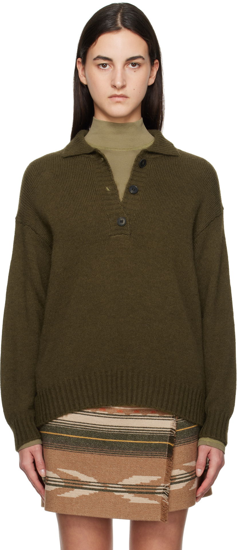 Sweater Max Mara Weekend Max Mara Sabato Wool Polo Sweater Grøn | 2425366013600