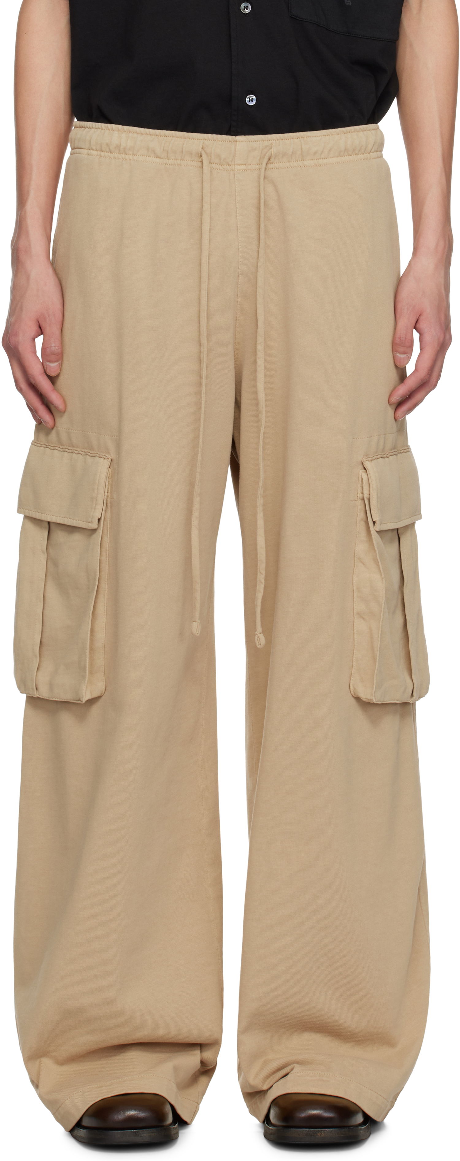 Cargo bukser Palm Angels Palm Angels French Terry Cargo Pants Beige | PMCF034S25FAB0016262, 0
