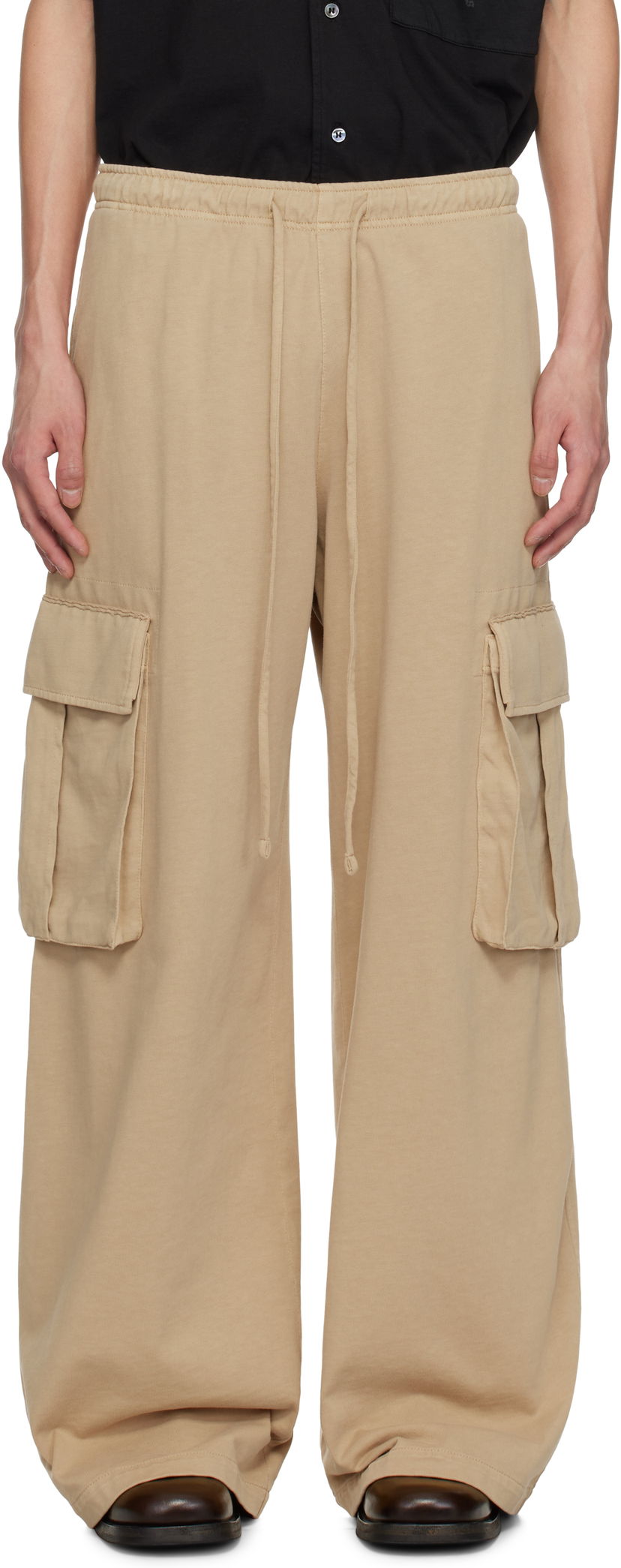 Cargo bukser Palm Angels Palm Angels French Terry Cargo Pants Beige | PMCF034S25FAB0016262