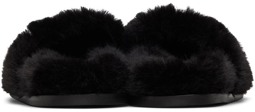 Tøj Simone Rocha Simone Rocha Embellished Furry Slippers Sort | SLD44B-W 0402, 1