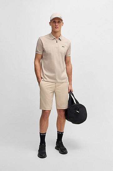 Polo skjorte BOSS BOSS Zip Neck Polo Shirt Beige | 50538177, 1