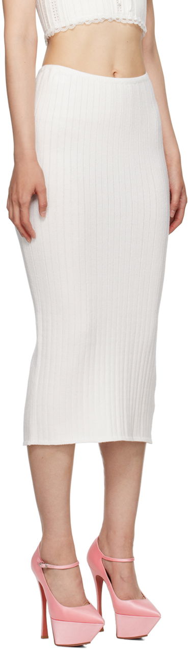 Nederdel GUIZIO Guizio Ribbed Midi Skirt Hvid | H23613S011, 1