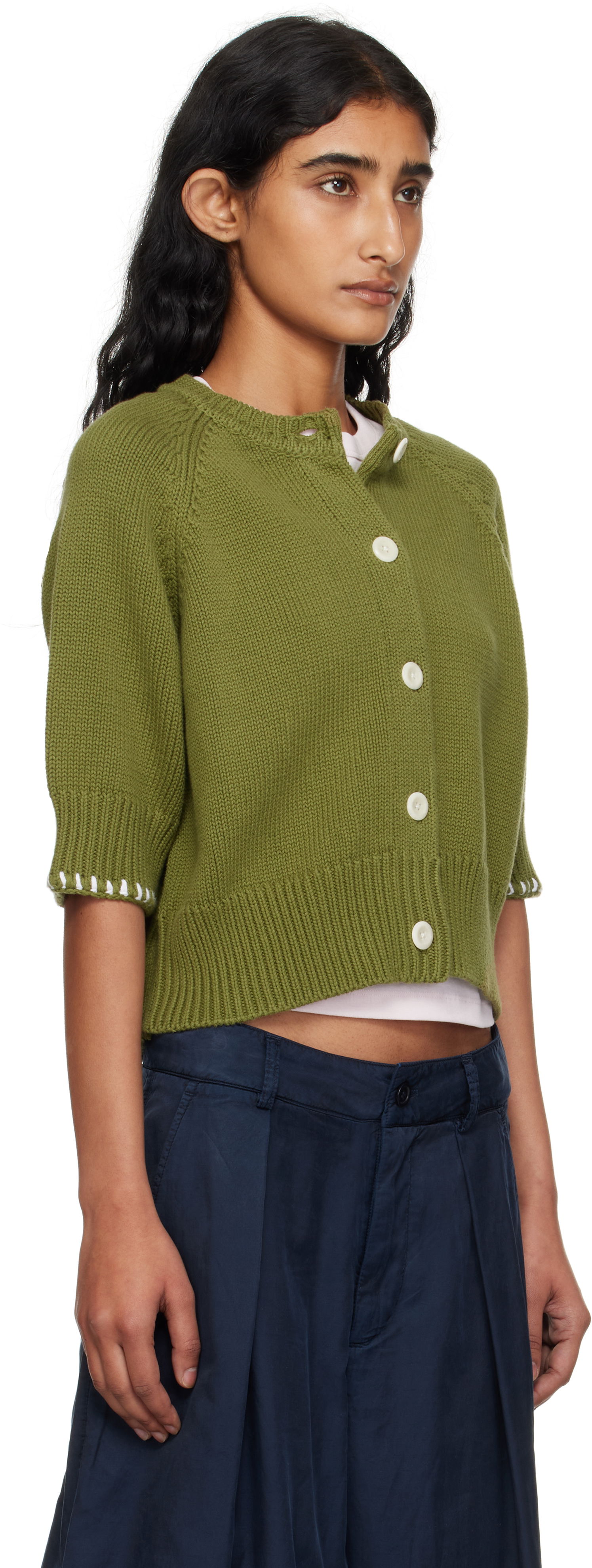 Sweater YMC YMC Kwai Knit Cardigan Grøn | Q8YMA, 1