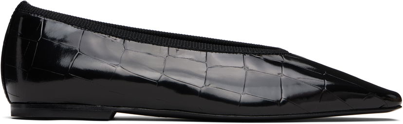 Skopleje TOTEME TOTEME Minimalist Croco-Embossed Ballerina Flats Sort | 253-WAS0218-LE0153