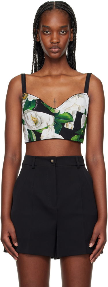Crop top Dolce & Gabbana Dolce&Gabbana Gardenia Print Crop Tank Top Sort | F7T18T FSSK2, 0