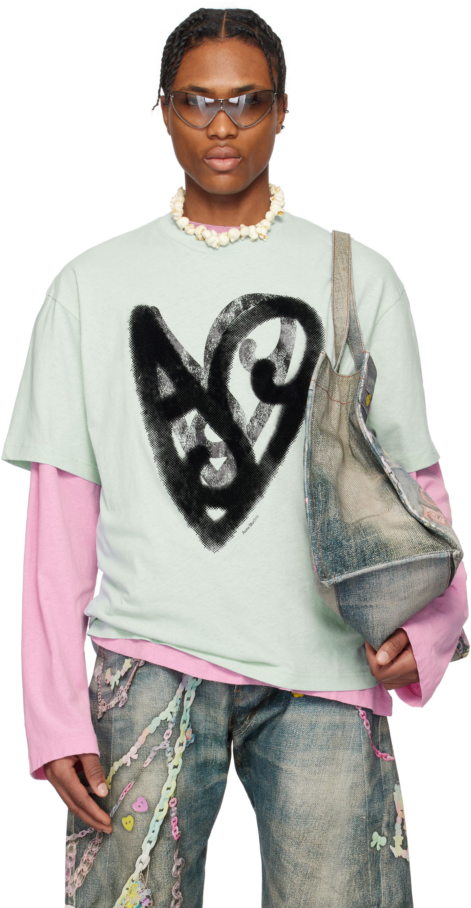 T-shirt Acne Studios Acne Studios Printed T-Shirt Grøn | CL0344-, 0