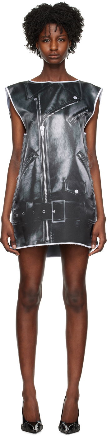 Kjole We11done Graphic Print Mini Dress Sort | WD-BL1-23-206-U-BK, 0