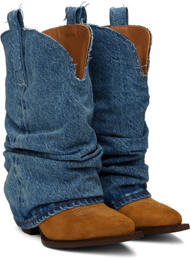 Tøj R13 R13 Low Rider Cowboy Denim Boots Blå | R13S0109-DEN, 3