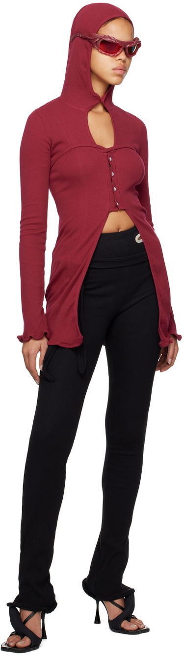Sweater Ottolinger Ottolinger Lounge Rib Hoodie Bourgogne | 403504, 3