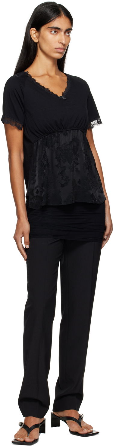 T-shirt Maison Margiela MM6 Maison Margiela Jersey & Lace Peplum T-Shirt Sort | S52NC0353 M20048, 4