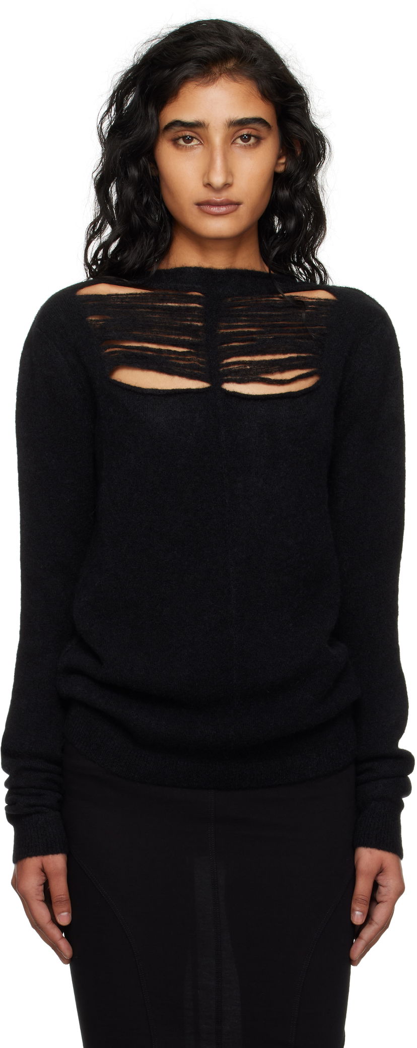 Sweater Rick Owens Rick Owens Concordians Long Sleeve Sweater Sort | RP02E4601 KGRIDP