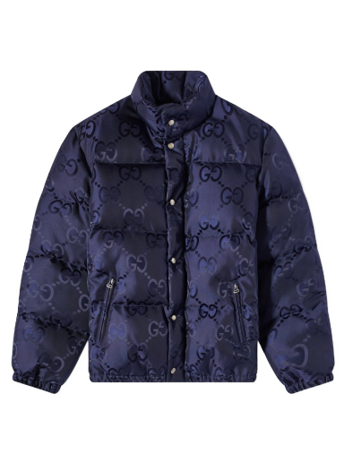 Puffer jakke Gucci Horse Bit Monogram Harrington Jacket Mørkeblå | 694161-Z8A53-4348