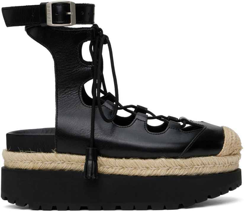 Skopleje sacai Sacai Ghillie Heeled Sandals Sort | 25-07920